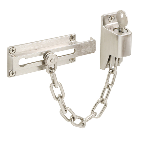 PRIME-LINE Satin Nickel, Keyed Chain Door Guard U 11093